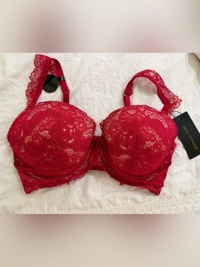 Pleasure State Lace Underwire Push-Up Bra in Red